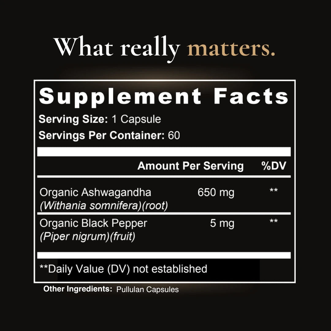 BlackAshwagandha Supplement Facts Stress Resilience