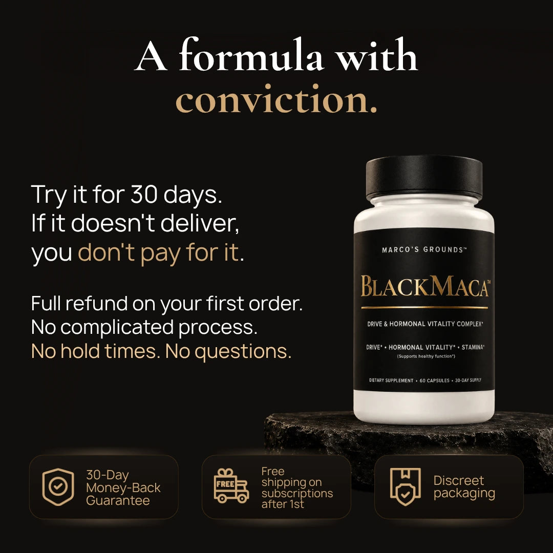 BlackMaca 30-day Money Back Guarantee Formula with Conviction