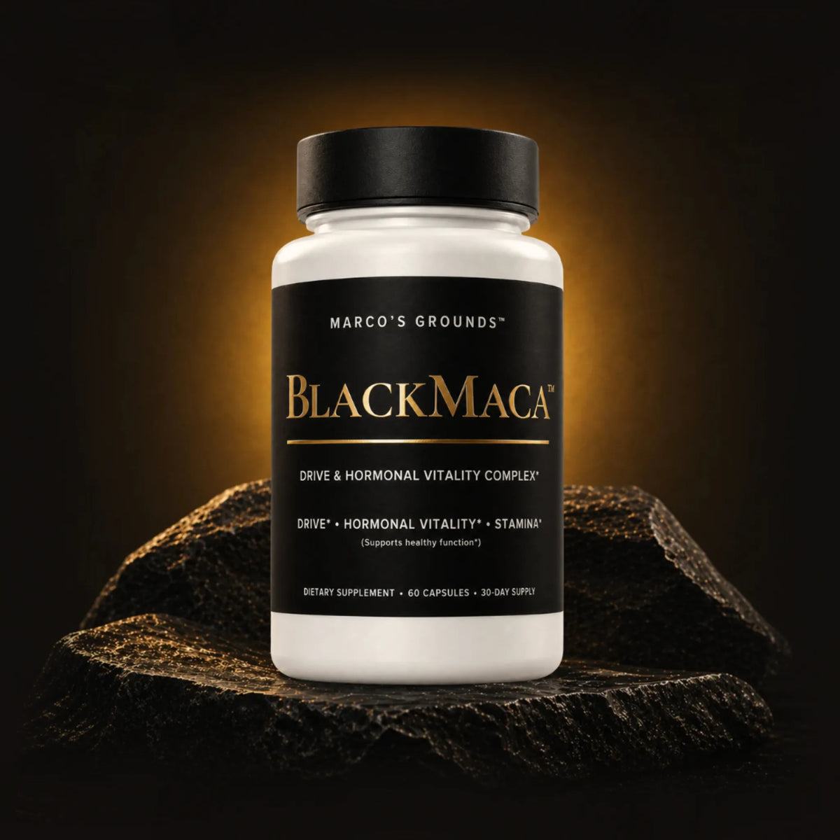 BlackMaca Bottle Drive and Hormonal Vitality Complex