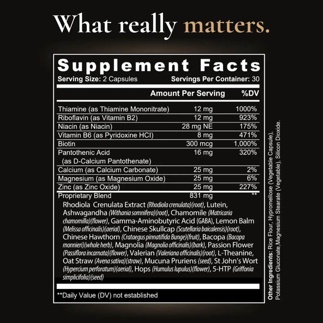ConfidAll Supplement Facts Calm Performance Formula
