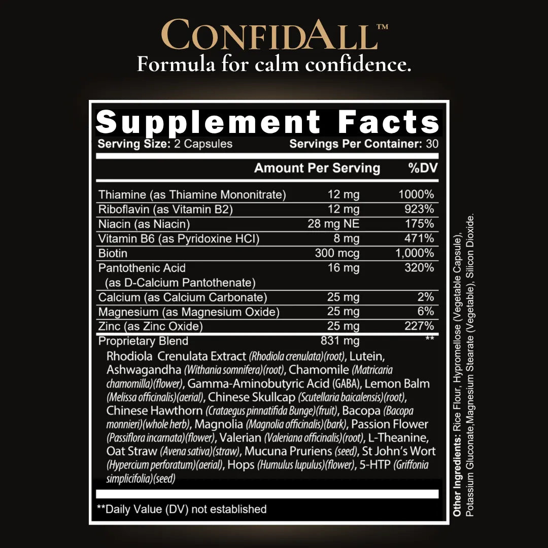 Executive Reset Stack ConfidAll Supplement Facts