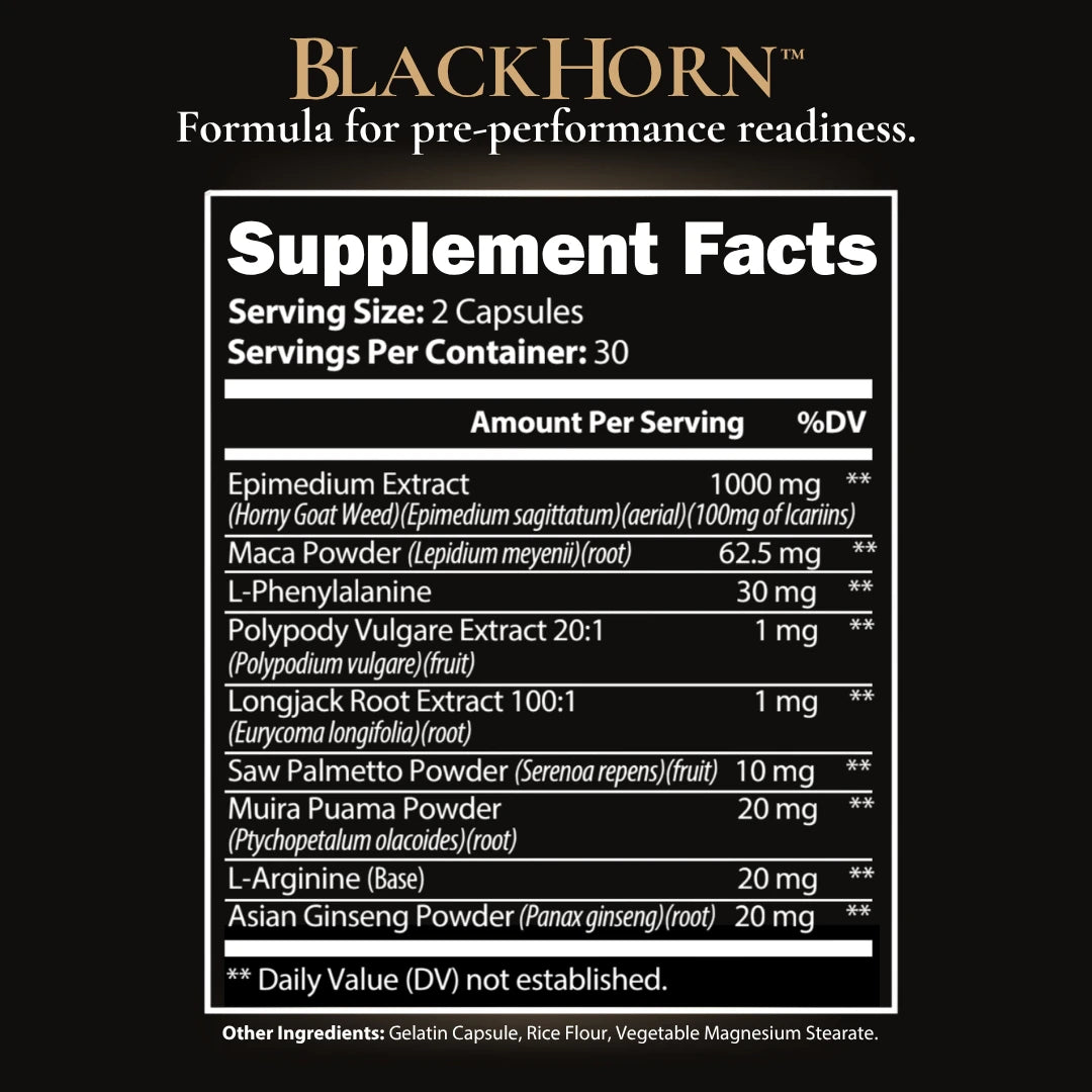 Flow and Performance Stack BlackHorn Supplement Facts